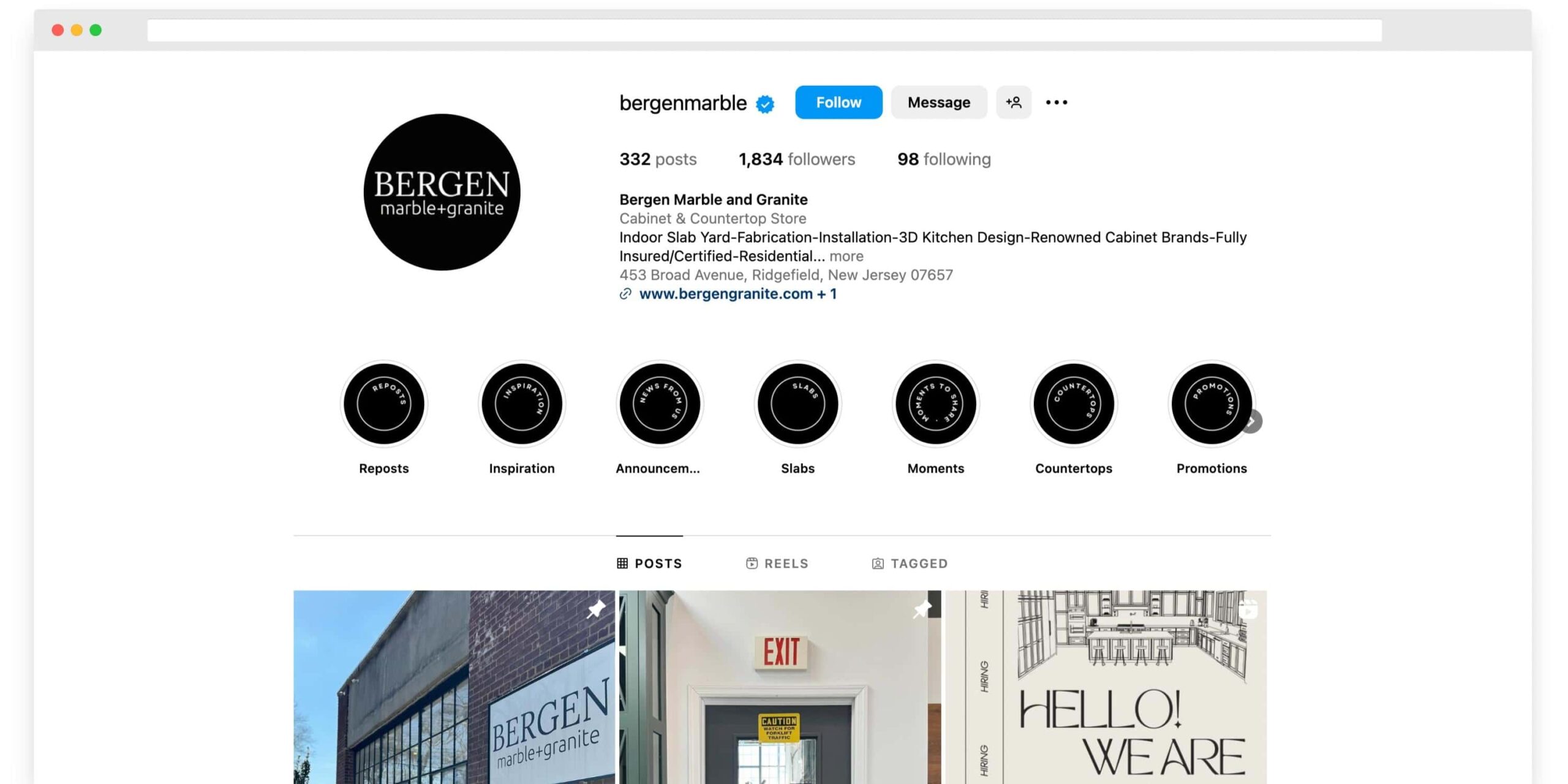 Bergen instagram page